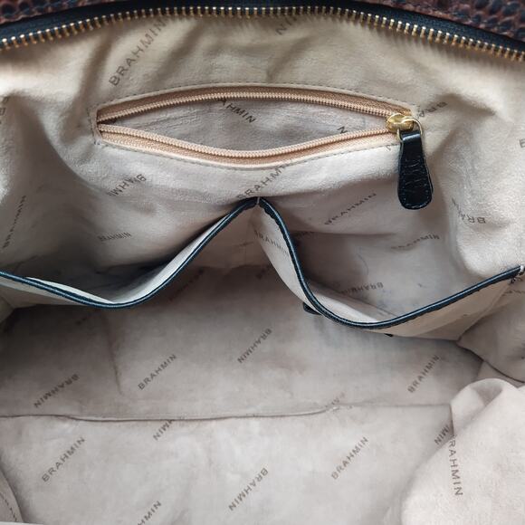 Brahmin Black Leather Double Handle Zipper Closure Tote Shoulder Bag - Picture 11 of 16